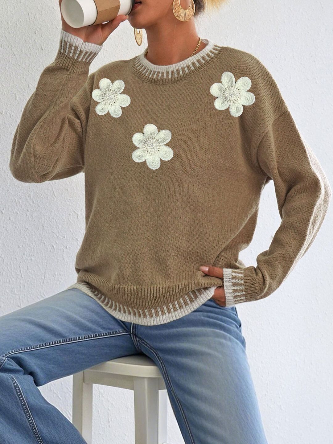Women Pullover with Applique Detail