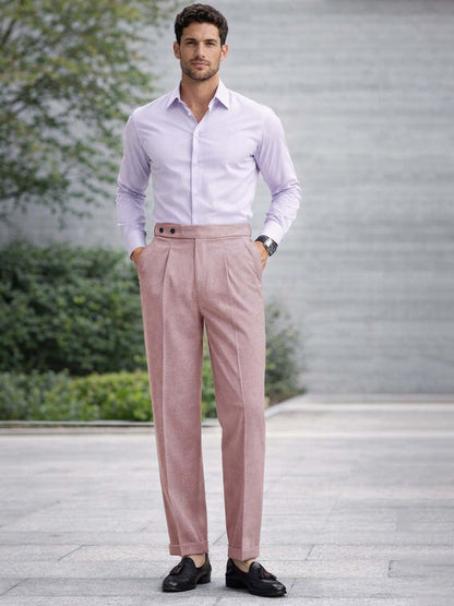 Men Straight Fit Wrinkle Free Pleated Trousers