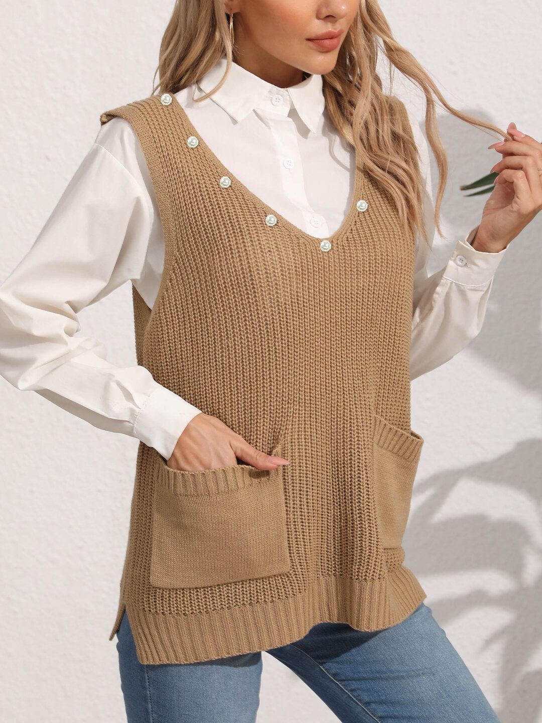 Women Ribbed Sweater Vest