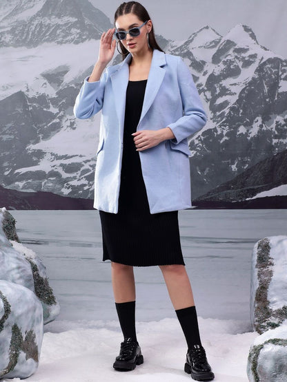 Women Solid Double Breasted Coats