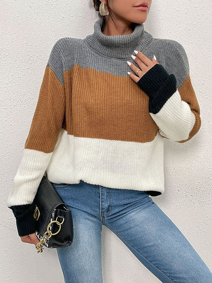 Women's Grey Colourblocked Pullover Blend Printed