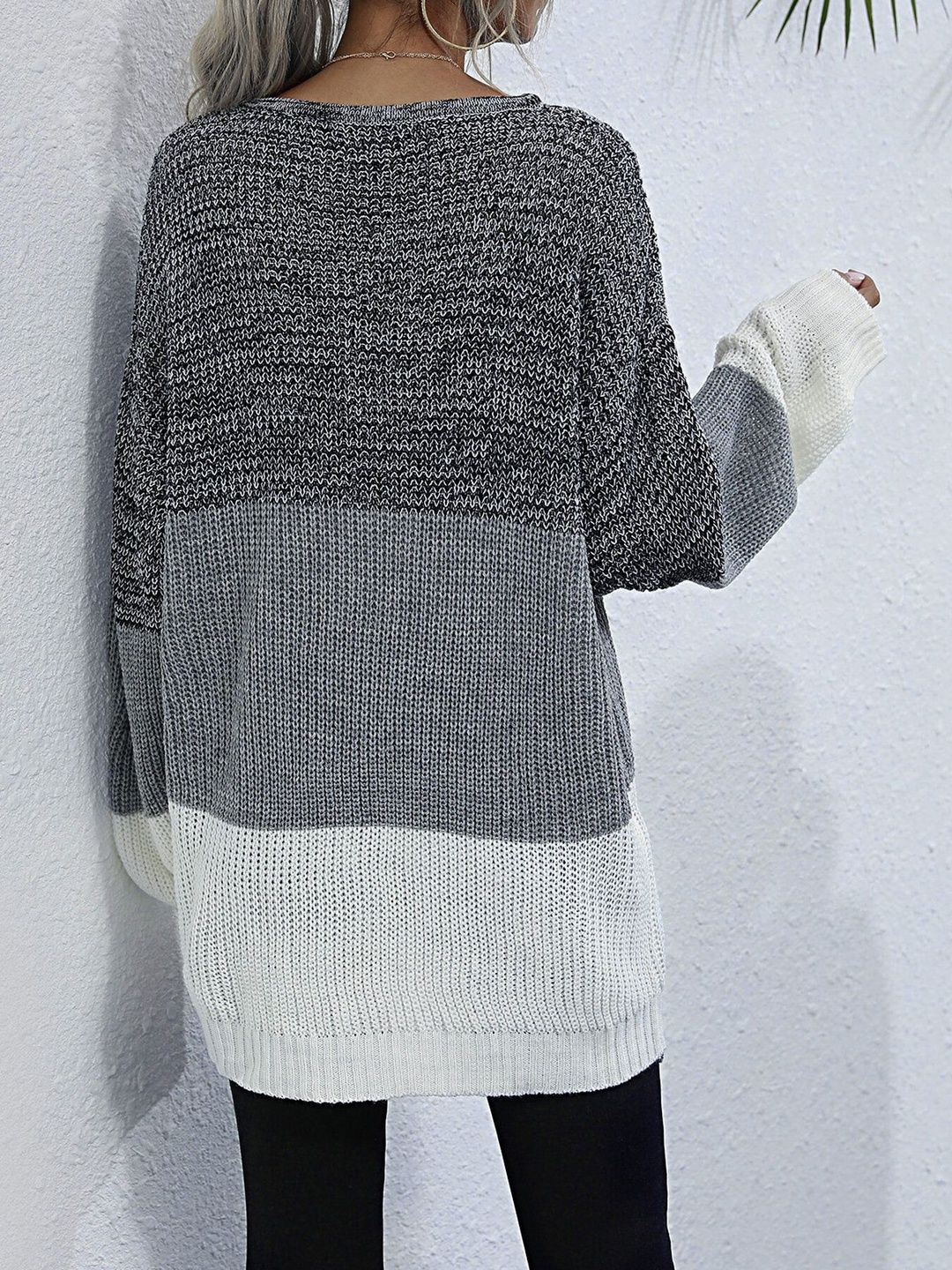 Women's Grey Colourblocked Pullover Blend Printed