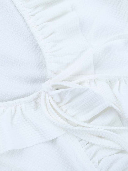 Women's White Floral Ruffles Cotton Crop Top