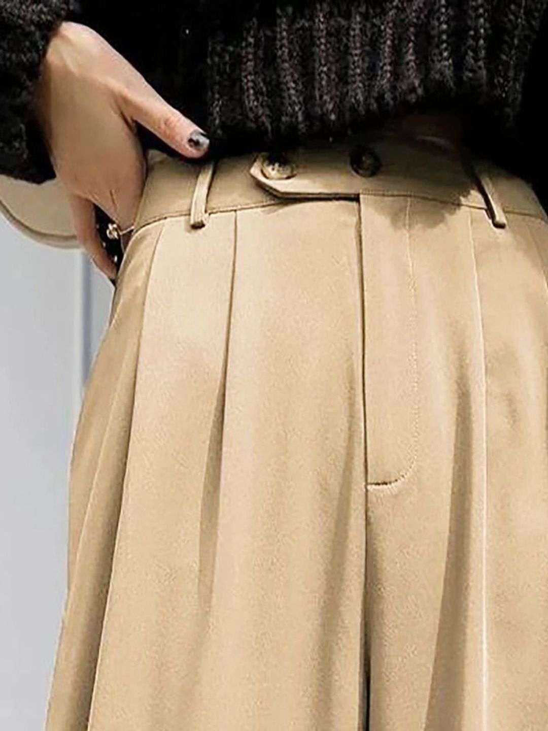 Women Loose Fit High-Rise Wide Leg Trousers