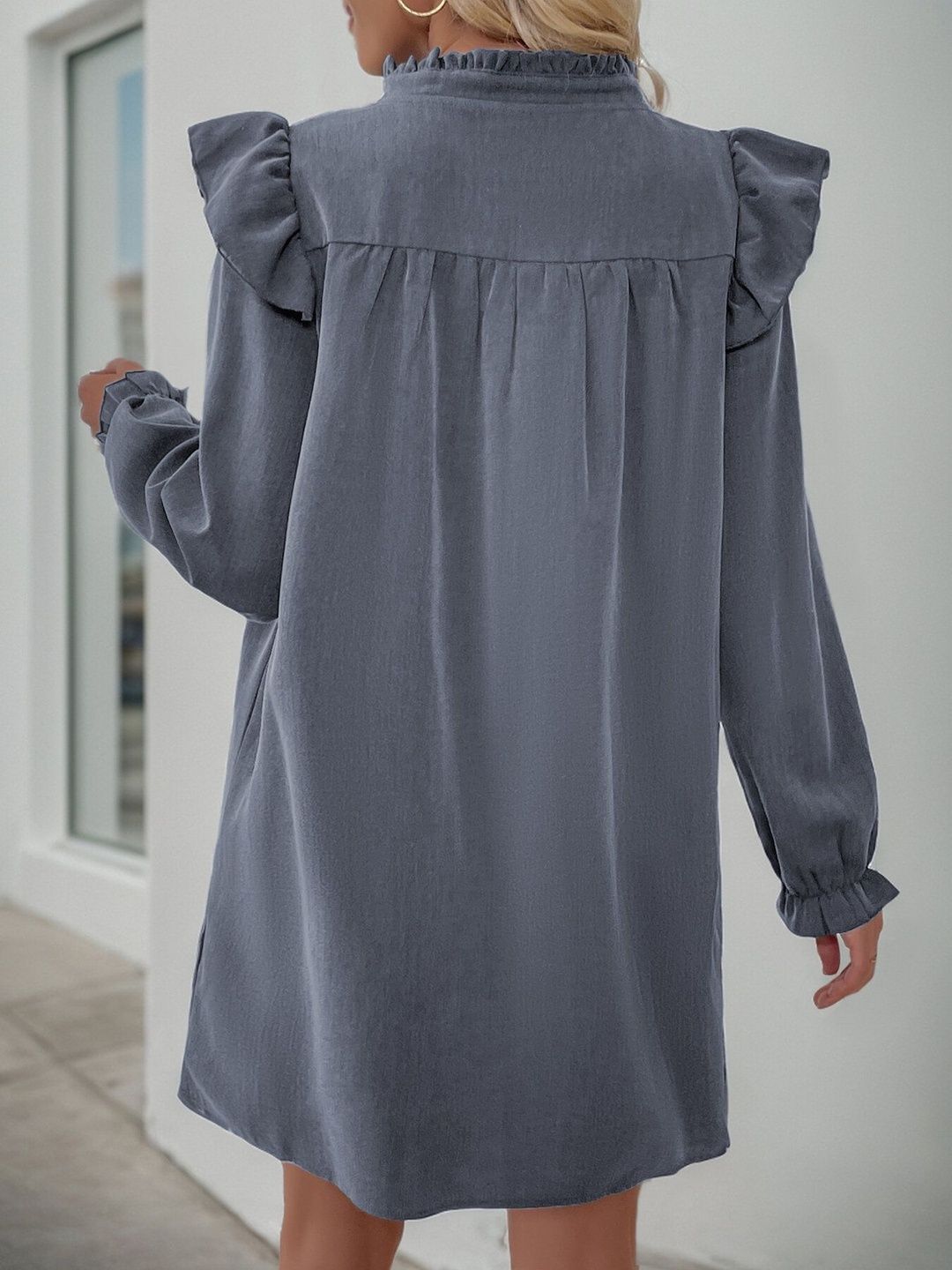 Women's Grey Ruffled Dress