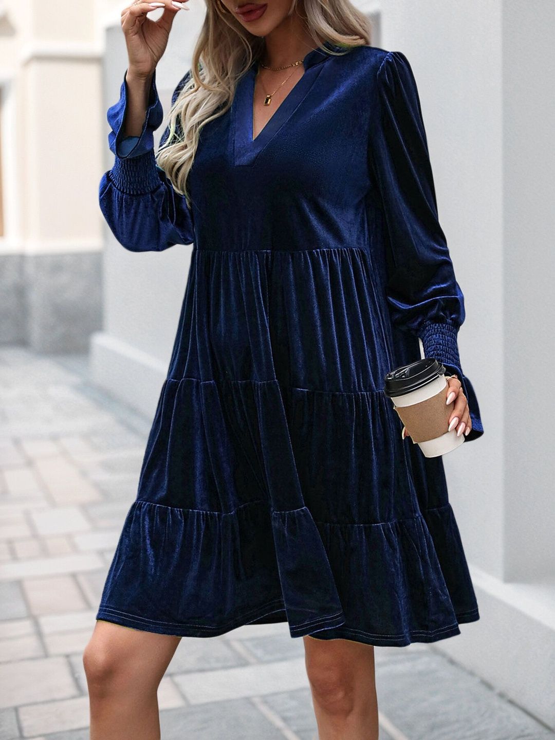 Women's Blue Nowi Fit & Flare Dress