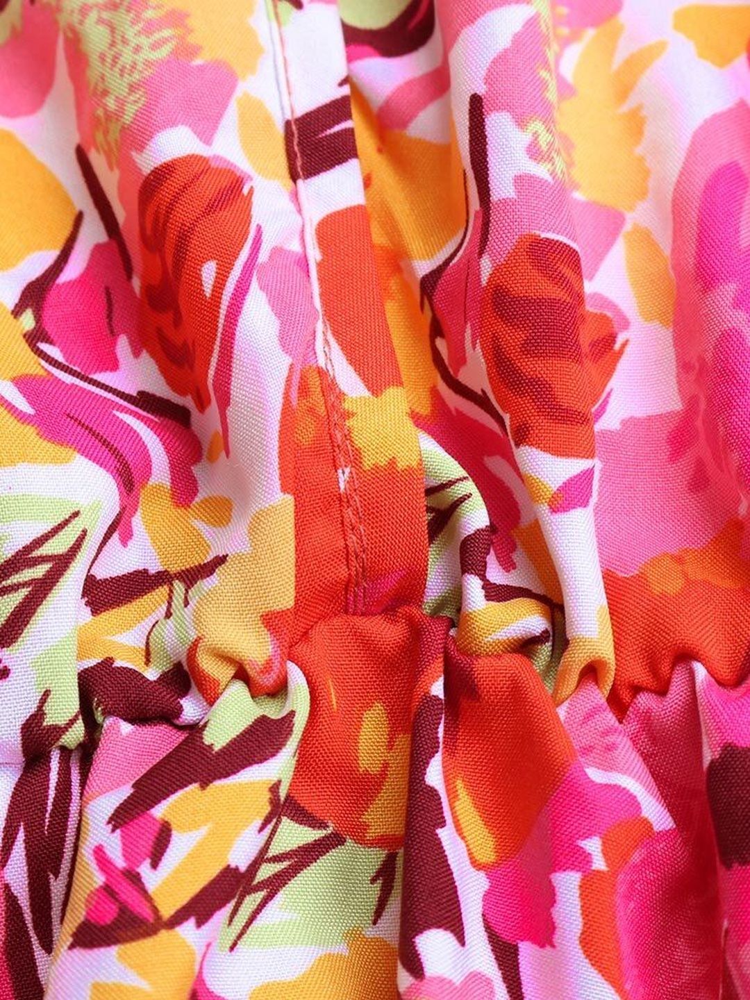 Women's Pink Floral Print Fit & Flare Dress Blend