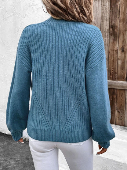 Women's Blue Ribbed Cardigan