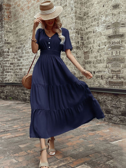 Flutter Sleeve A-Line Maxi Dress