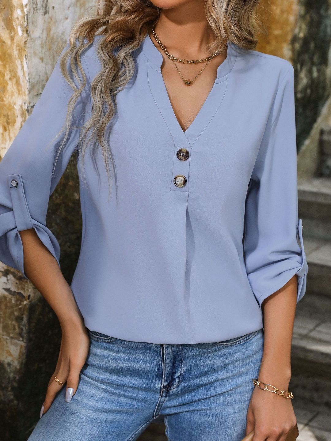 Roll-Up Sleeves Top