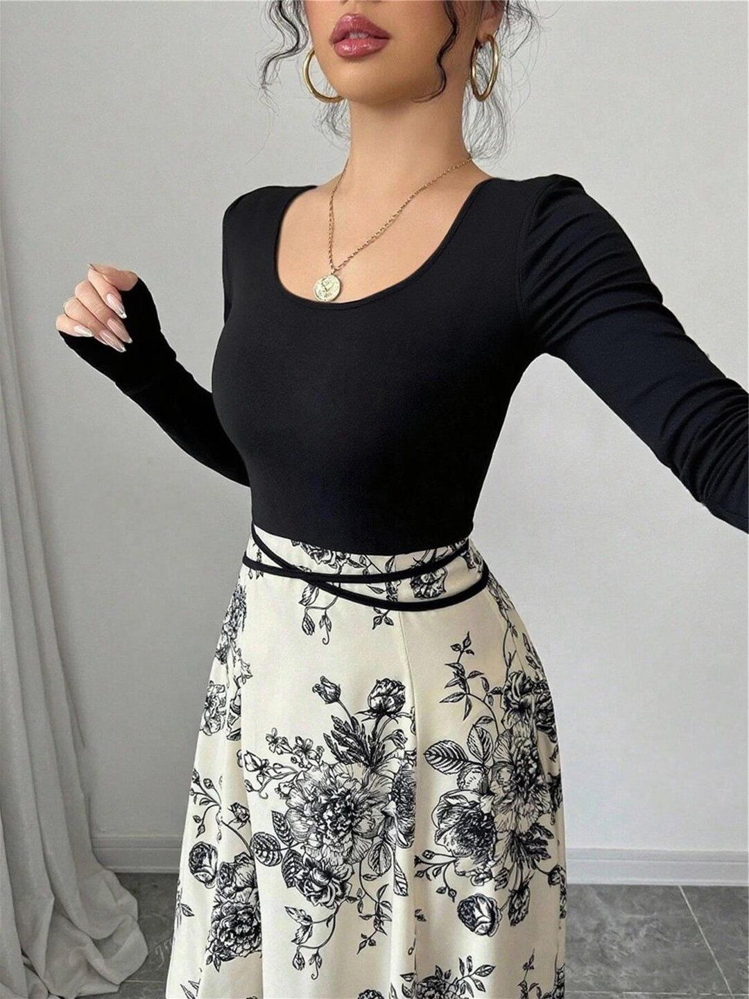 Floral Print A-Line Maxi Dress