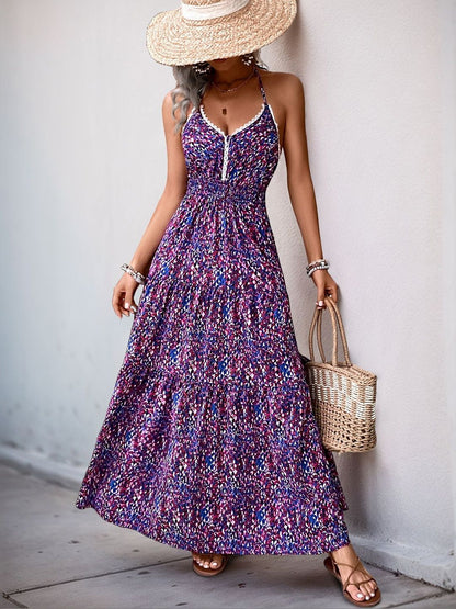 Print Halter Neck Maxi Dress