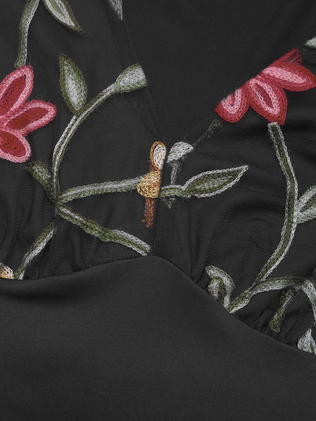 Embroidered V-Neck Bodysuit