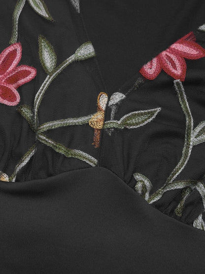 Embroidered V-Neck Bodysuit
