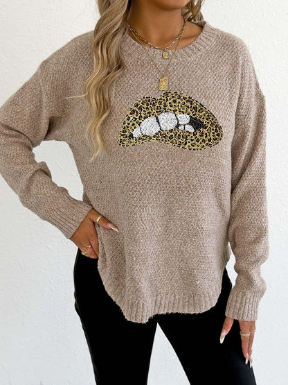 Women Animal Printed Pullover with Embellished Detail