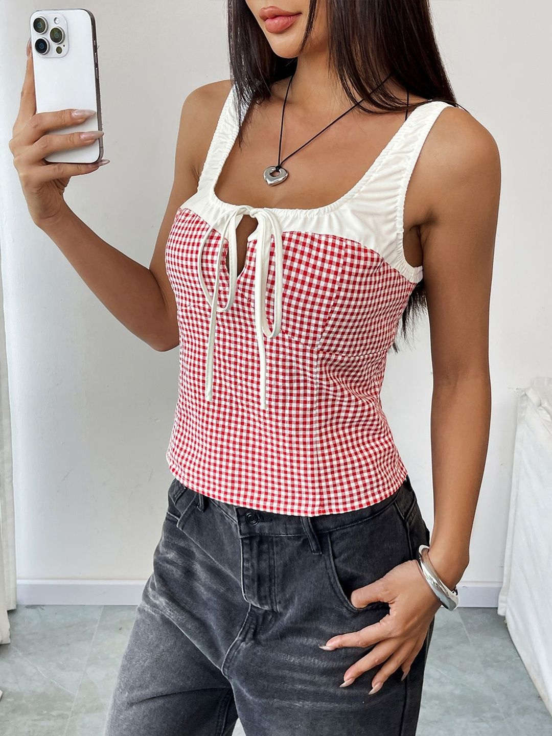 Checked Cotton Top