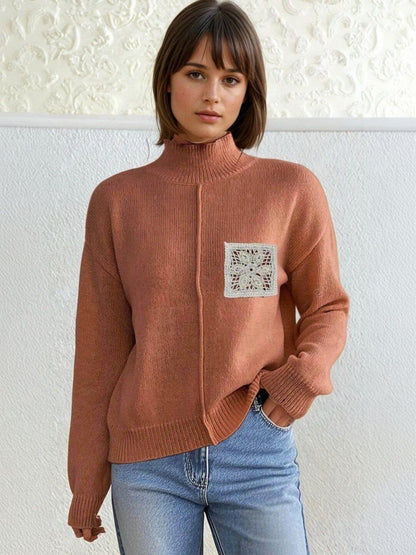 Pullover in Brown acrylic - Nowi Korean Fashion