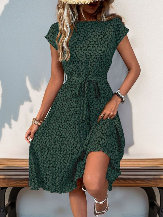 Print A-Line Dress Printed - Nowi Korean Fashion