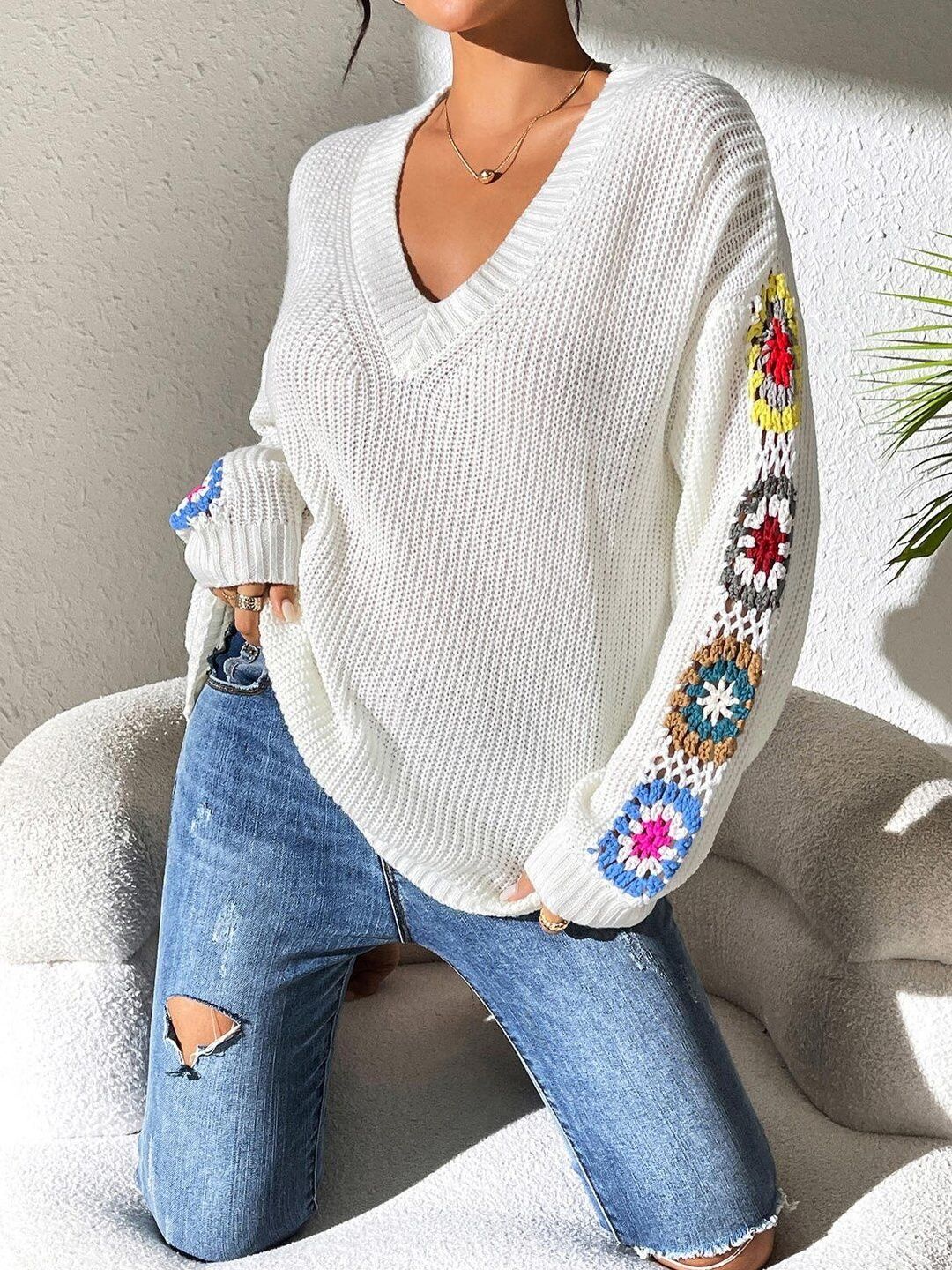 Women Colourblocked Ribbed Pullover