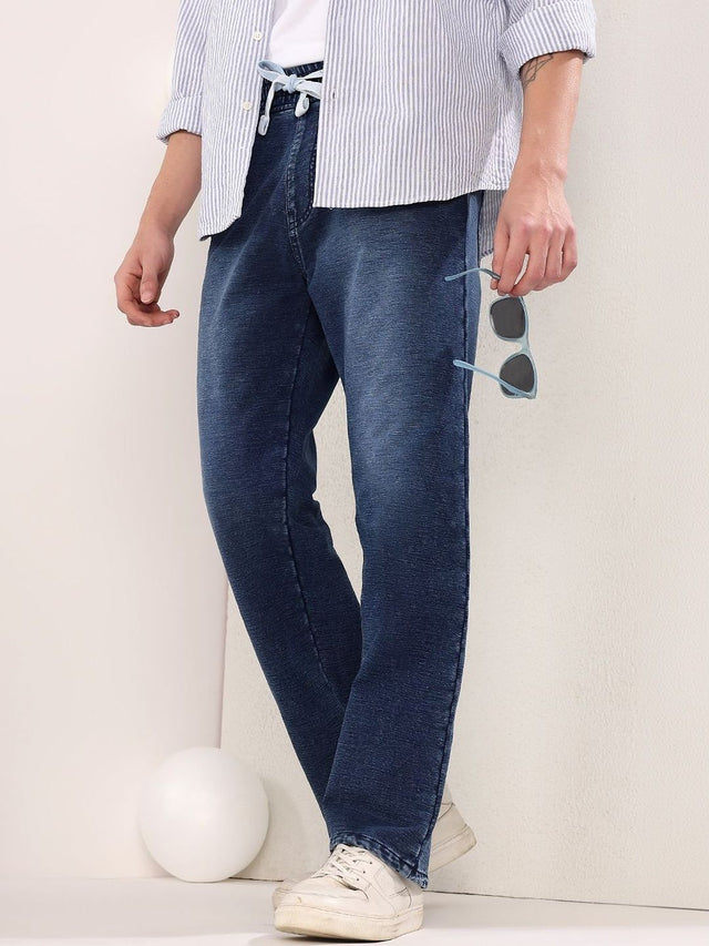 Regular Fit Mid-Rise Light Fade Jeans in Blue Denim Style 872 - Nowi Korean Fashion