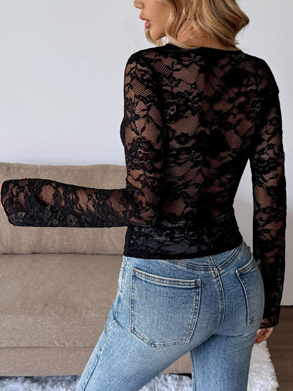 Women's Black Floral Embroidered Top