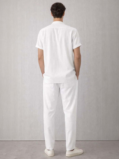 White Mandarin Collar Shirt with Trousers Co-Ords