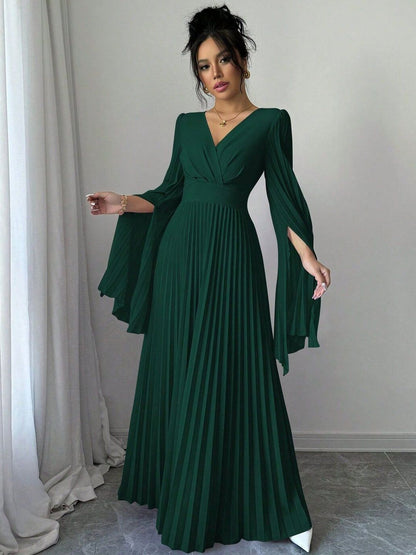 Flared Sleeve A-Line Maxi Dress