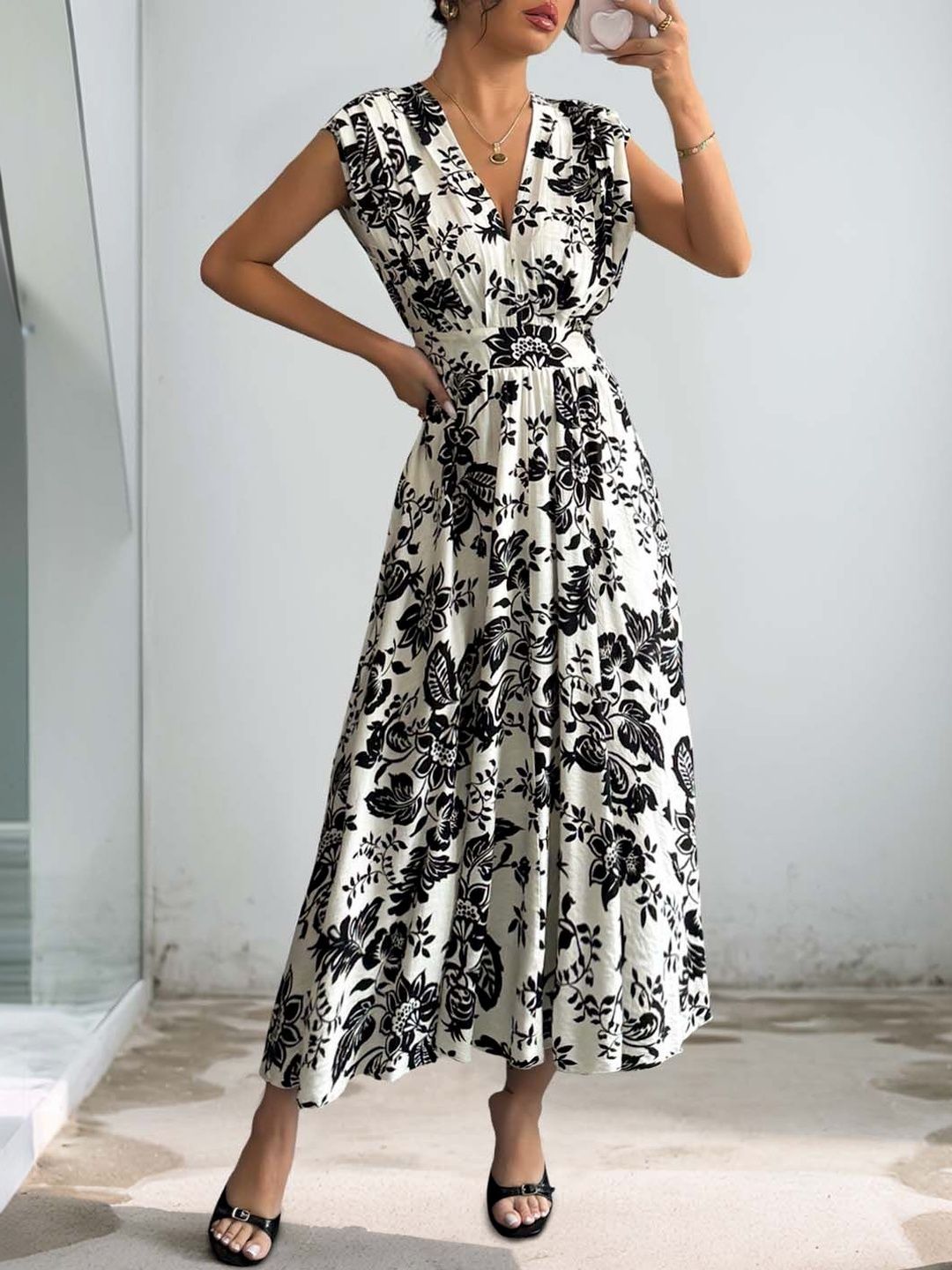 Floral Print Fit & Flare Midi Dress