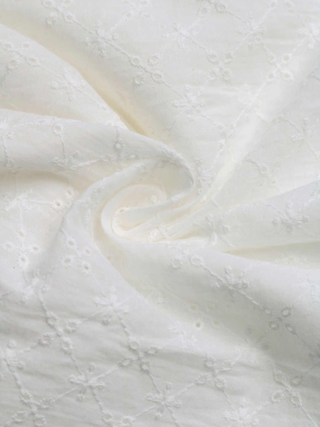 White Embroidered Flutter Sleeve Cotton Top