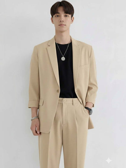 Solid Blazer with Trousers