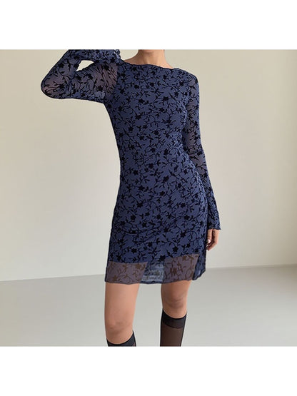 NOWI Floral Print Flared Sleeve Sheath Dress