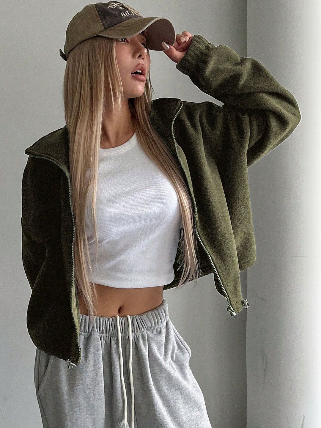Women Fleece Lightweight Crop Puffer Jacket