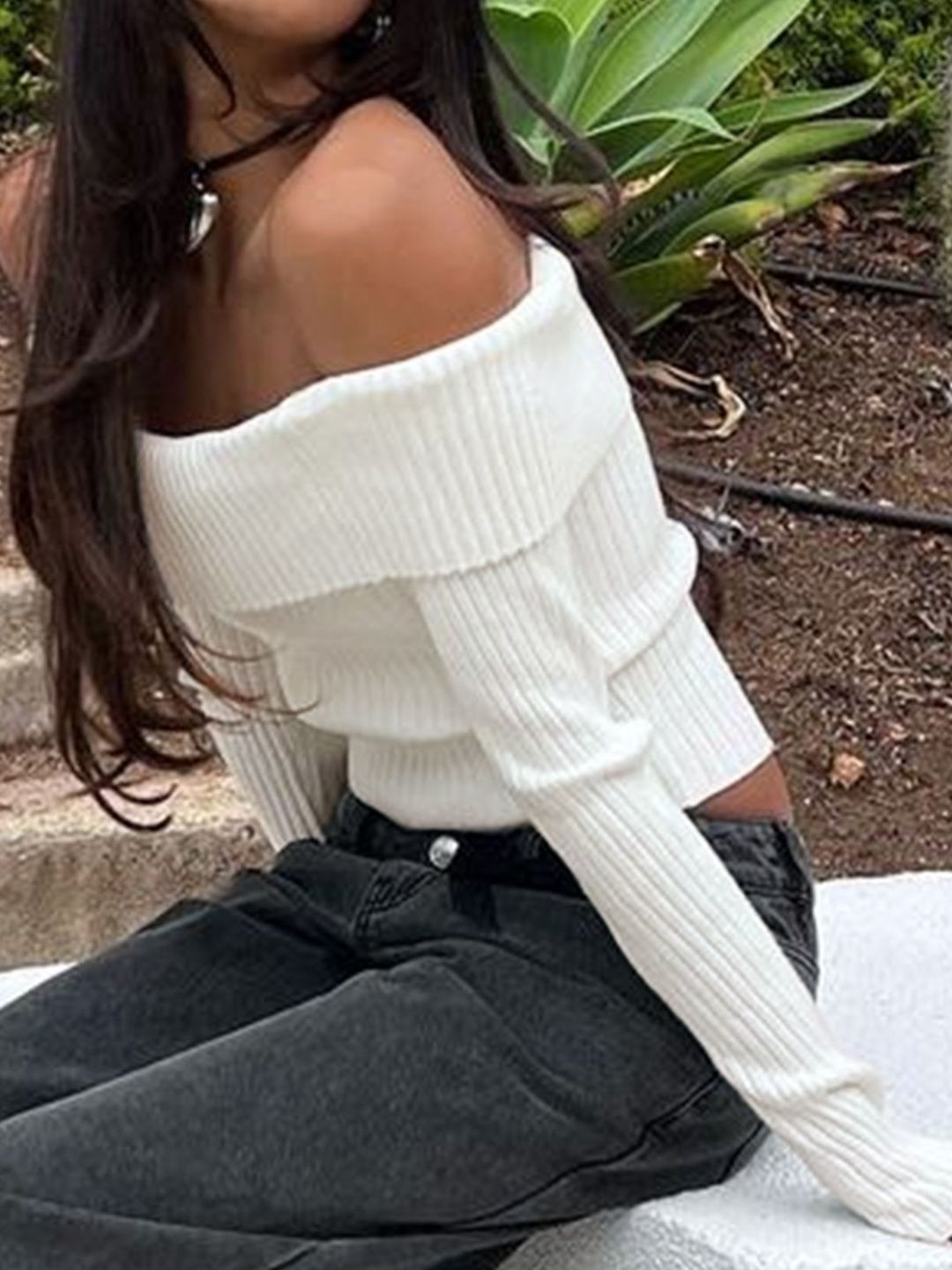 Off-Shoulder Cotton Crop Top