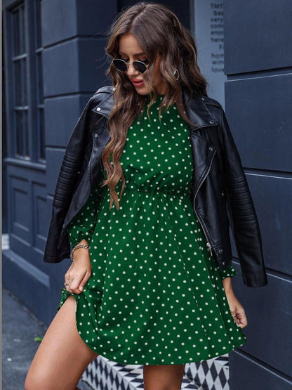 Polka Dot Print A-Line Mini Dress