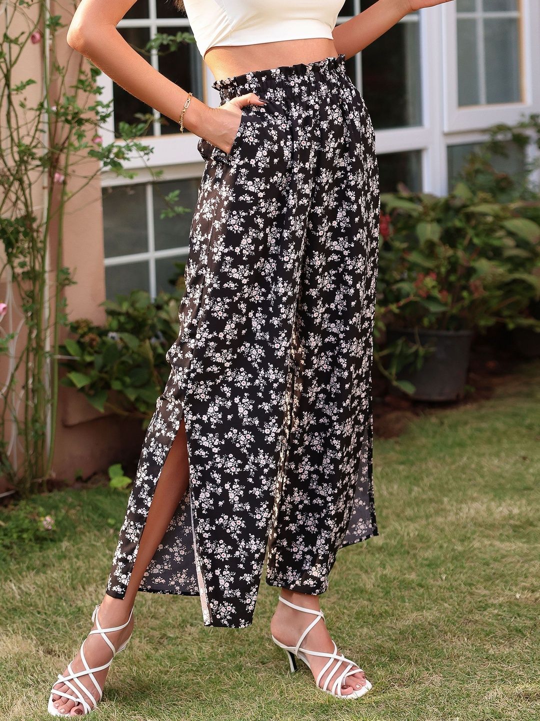 Women Floral Printed Loose Fit Non Iron Trousers