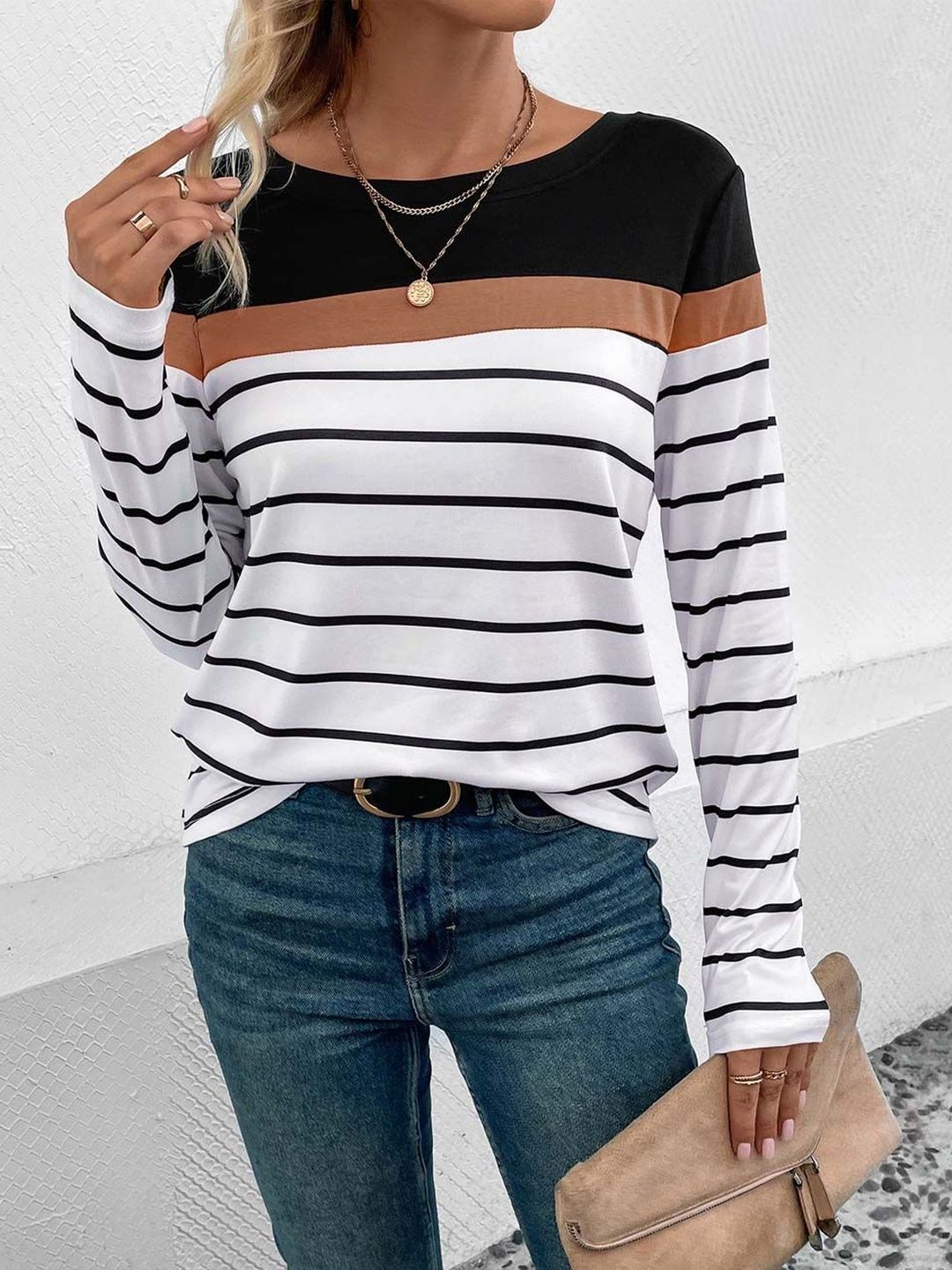 NOWI Women Striped T-shirt