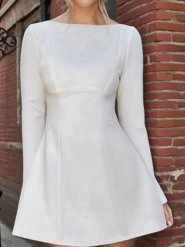 Fit & Flare Dress Long Sleeve - Nowi Korean Fashion
