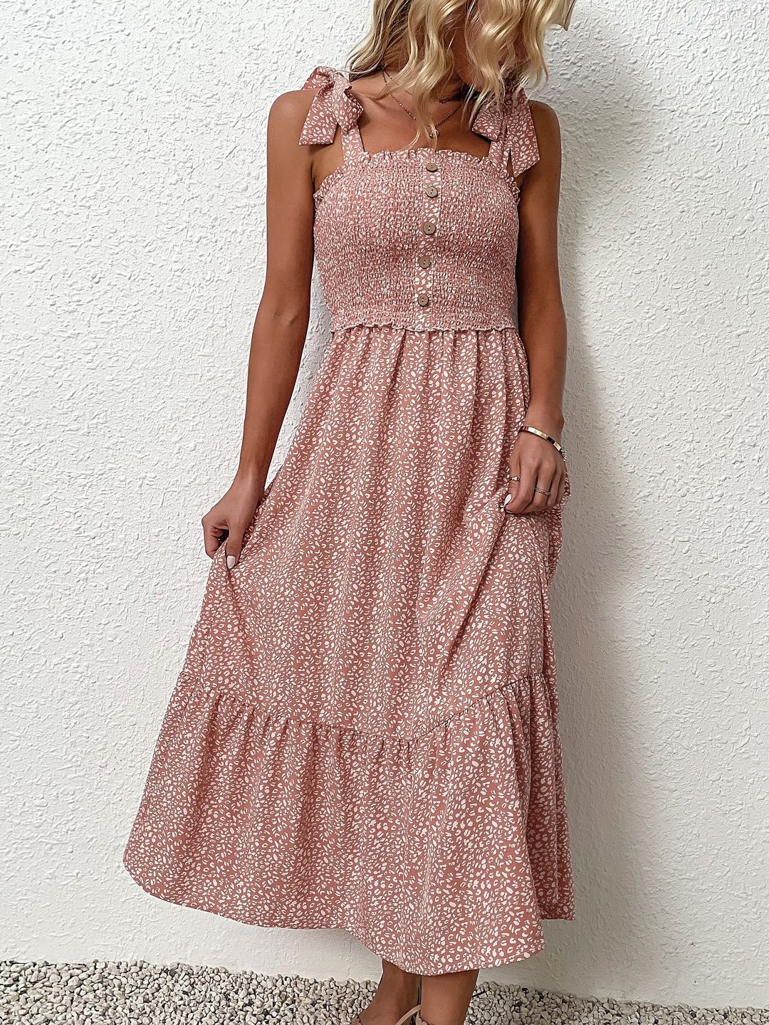 Floral Print A-Line Midi Dress