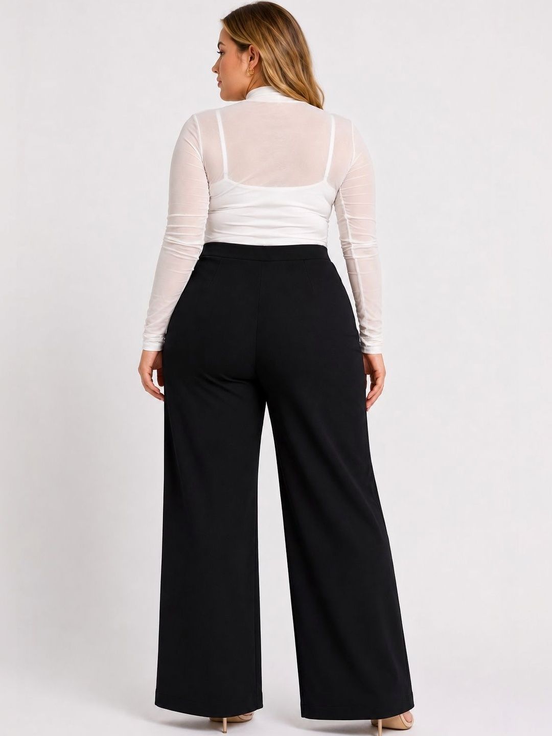 Women Relaxed Straight Fit High-Rise Trousers