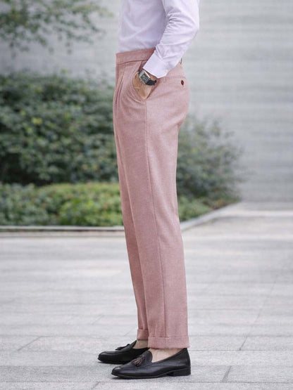 Men Straight Fit Wrinkle Free Pleated Trousers
