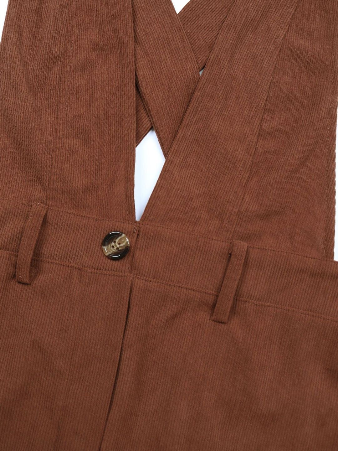 Women's Brown Pinafore Midi Dress