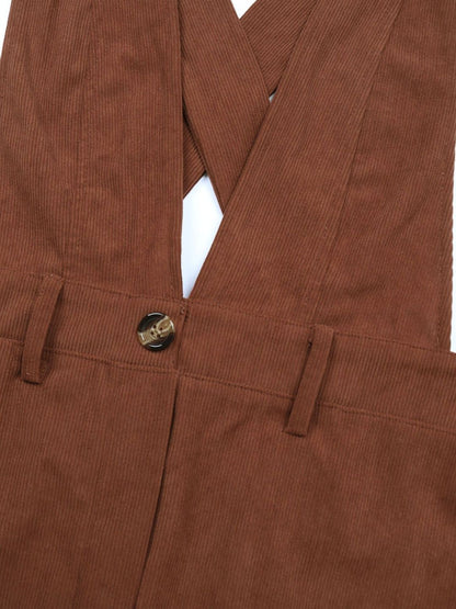 Women's Brown Pinafore Midi Dress