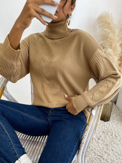 Women's Orange Nowi Women Cable Knit Pullover Printed