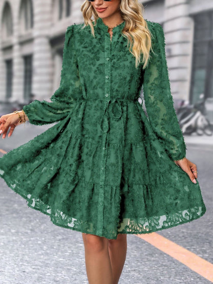 Women's Green Fit & Flare Dress Blend Printed