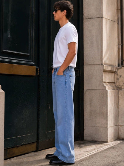 Men Bootcut Mid-Rise Light Fade Jeans