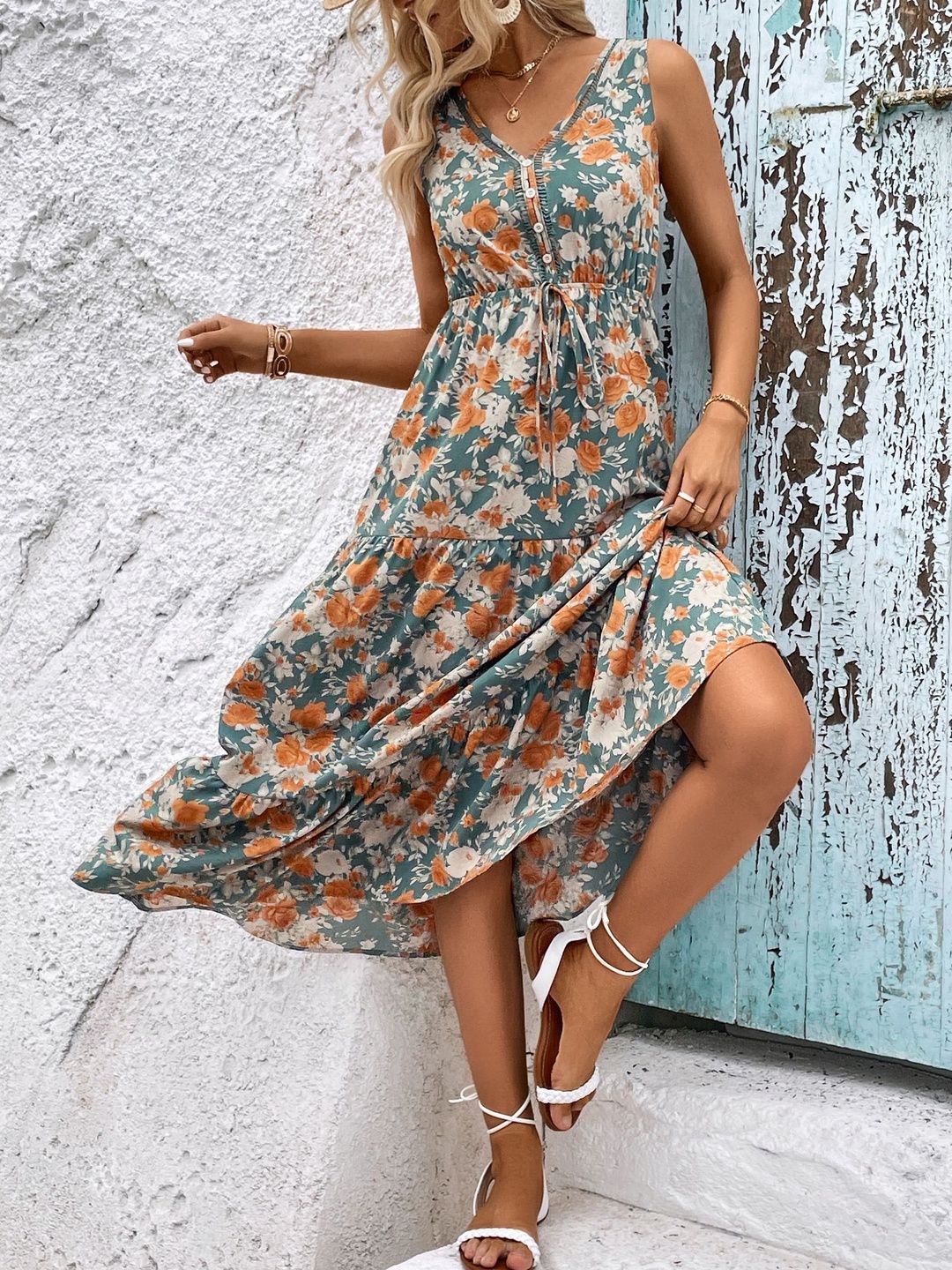 Floral Print Fit & Flare Midi Dress