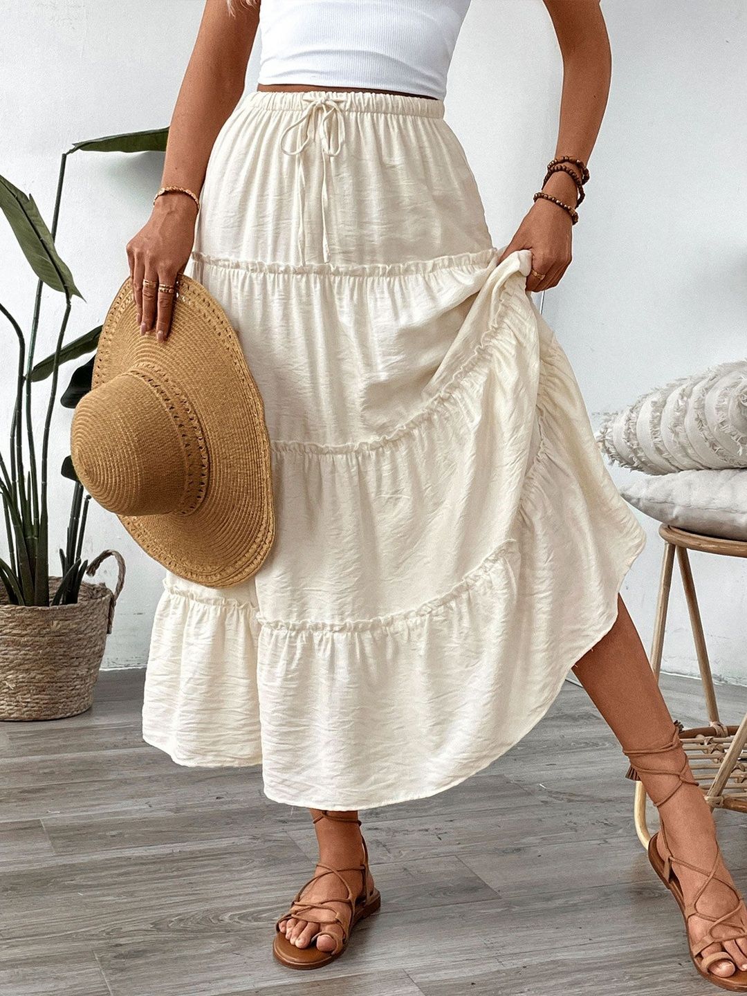 Tiered Flared Cotton Skirts