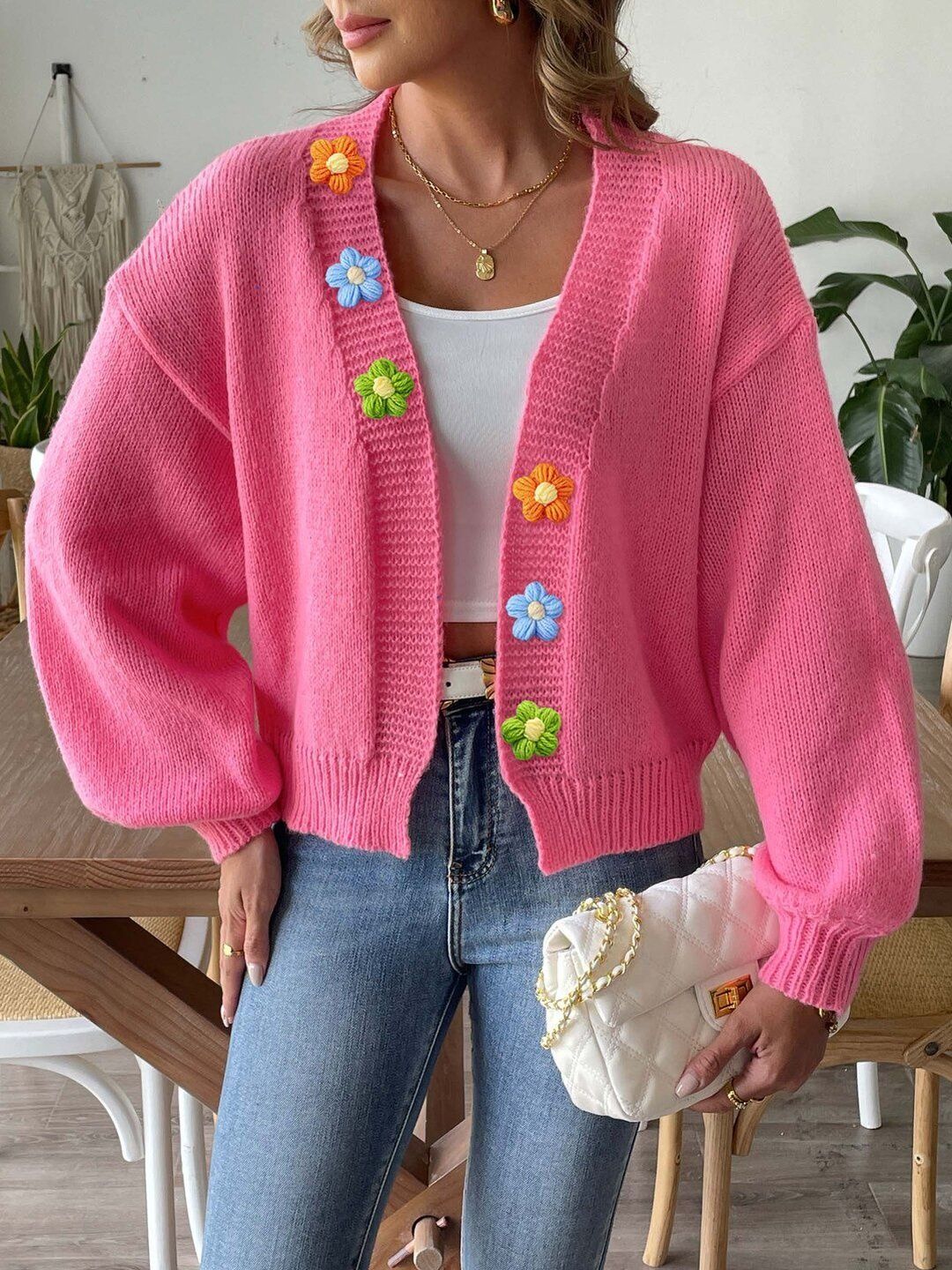 Women Cardigan with Applique Detail