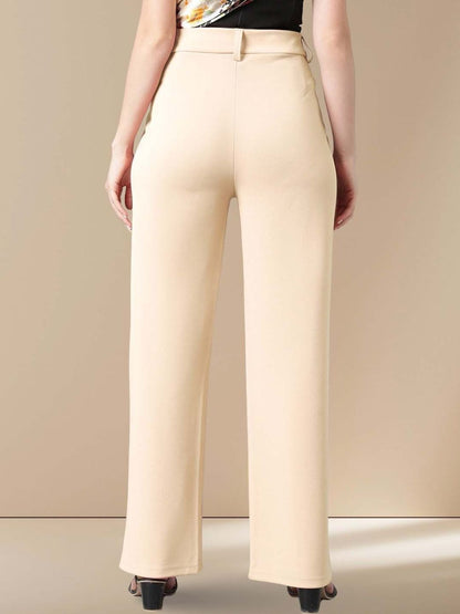 Women Straight Fit High-Rise Trousers
