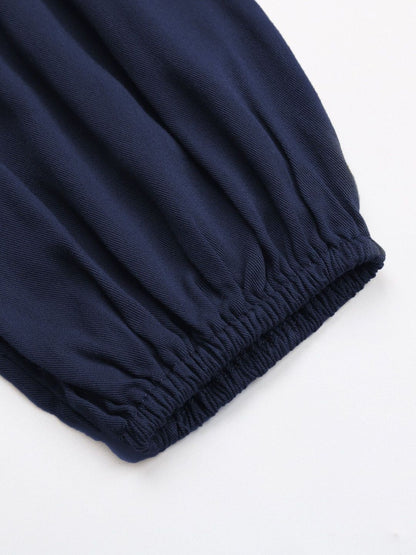 Women's Blue Nowi Puff Sleeve A-Line Dress